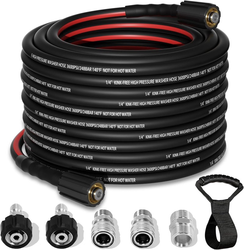 Zebra Clean Flexible Pressure Washer Hose 50 FT, 3600 PSI Kink Resistant Power Washer Hose Replacement, 1/4" electric Washer Hose Extension With M22 x 3/8" Quick Connector - Image 1